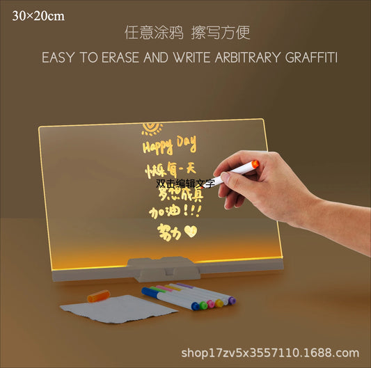 DIY acrylic fluorescent LED light board luminous writing message board billboard whiteboard drawing board rewritable